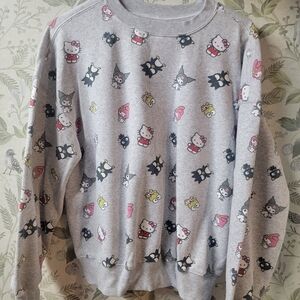 Sanrio Gray Sweater with Hello Kitty and Friends